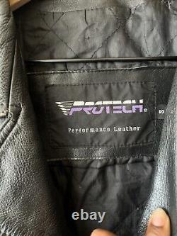 Vintage Protech Leather Apparel Jacket Men S Black Motorcycle Biker Heavyweight
