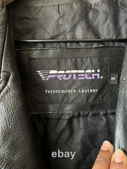 Vintage Protech Leather Apparel Jacket Men S Black Motorcycle Biker Heavyweight