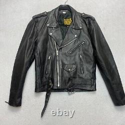 Vintage Protech Leather Apparel Motorcycle Jacket Men XS Black Biker Heavyweight