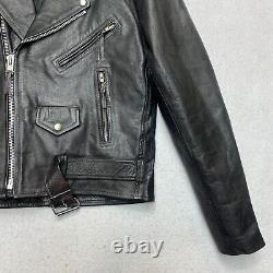 Vintage Protech Leather Apparel Motorcycle Jacket Men XS Black Biker Heavyweight