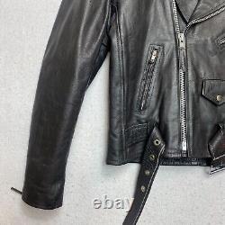 Vintage Protech Leather Apparel Motorcycle Jacket Men XS Black Biker Heavyweight