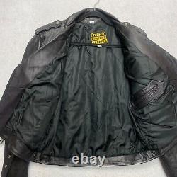 Vintage Protech Leather Apparel Motorcycle Jacket Men XS Black Biker Heavyweight