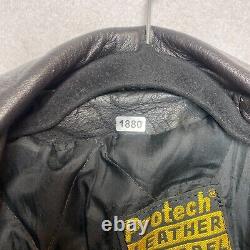 Vintage Protech Leather Apparel Motorcycle Jacket Men XS Black Biker Heavyweight