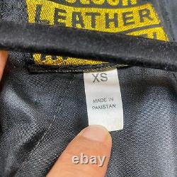 Vintage Protech Leather Apparel Motorcycle Jacket Men XS Black Biker Heavyweight