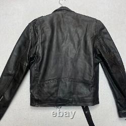 Vintage Protech Leather Apparel Motorcycle Jacket Men XS Black Biker Heavyweight