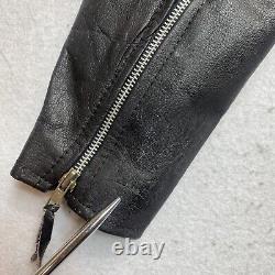 Vintage Protech Leather Apparel Motorcycle Jacket Men XS Black Biker Heavyweight