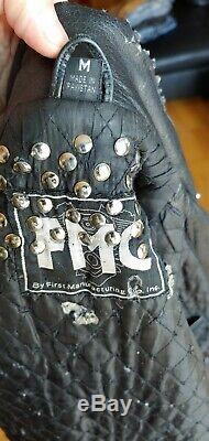 Vintage Punk Studded Leather Jacket Swedish theme. Mens Medium. The REAL DEAL