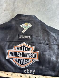 Vintage Reworked Polo Ralph Lauren Harley Davidson Leather Moto Biker Jacket