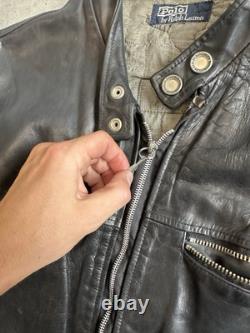 Vintage Reworked Polo Ralph Lauren Harley Davidson Leather Moto Biker Jacket