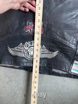 Vintage Reworked Polo Ralph Lauren Harley Davidson Leather Moto Biker Jacket