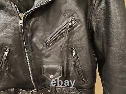 Vintage Route 66 Highway Leather Motorcycle Jacket Mens Size 44 EUC