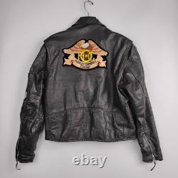 Vintage Route 66 Leather Motorcycle Jacket 46 HOG Harley Owners Group Patches