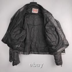 Vintage Route 66 Leather Motorcycle Jacket 46 HOG Harley Owners Group Patches