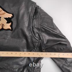 Vintage Route 66 Leather Motorcycle Jacket 46 HOG Harley Owners Group Patches