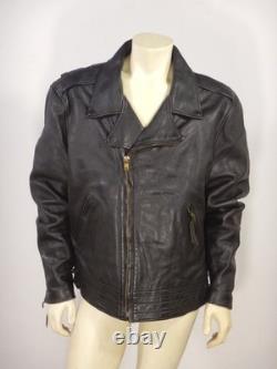 Vintage SAN DIEGO LEATHER Black Motorcycle Jacket USA MADE Size 52 LONG
