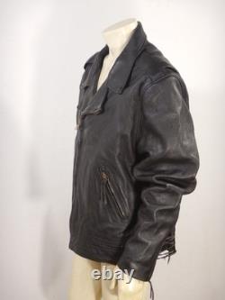Vintage SAN DIEGO LEATHER Black Motorcycle Jacket USA MADE Size 52 LONG