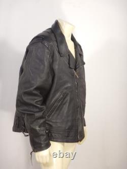 Vintage SAN DIEGO LEATHER Black Motorcycle Jacket USA MADE Size 52 LONG
