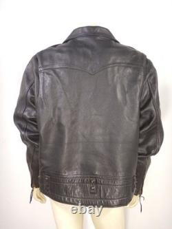 Vintage SAN DIEGO LEATHER Black Motorcycle Jacket USA MADE Size 52 LONG