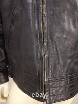 Vintage SAN DIEGO LEATHER Black Motorcycle Jacket USA MADE Size 52 LONG