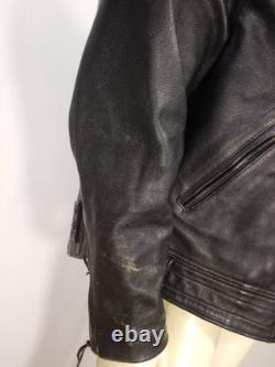Vintage SAN DIEGO LEATHER Black Motorcycle Jacket USA MADE Size 52 LONG