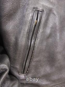 Vintage SAN DIEGO LEATHER Black Motorcycle Jacket USA MADE Size 52 LONG