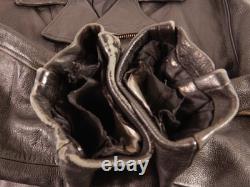 Vintage SAN DIEGO LEATHER Black Motorcycle Jacket USA MADE Size 52 LONG