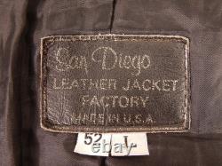 Vintage SAN DIEGO LEATHER Black Motorcycle Jacket USA MADE Size 52 LONG