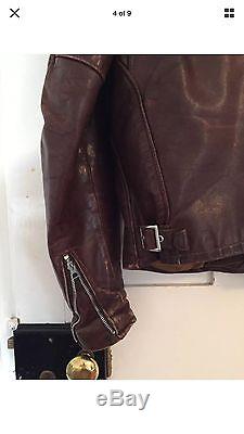 Vintage SCHOTT 141 Brown Leather Cafe Racer Motorcycle Jacket