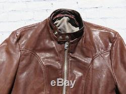 Vintage SCHOTT Brown 100% Leather Lined Cafe Riding Motorcycle Jacket sz 40 USA