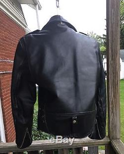 Vintage SCHOTT Perfecto Black Leather Motorcycle/Biker Jacket Sz 40 Steer hide