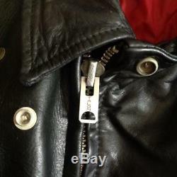 Vintage SEARS OAKBROOK D-pocket destroyed biker leather jacket size 36
