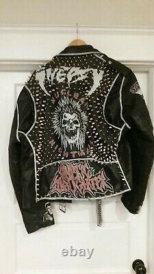 Vintage STREET PUNK Leather Jacket BIKER Coat INEPSY Leftover Crack MISFITS 1987