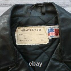 Vintage Schott 418 Leather Motorcycle Jacket Size 40 Made in USA Black