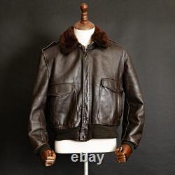 Vintage Schott 674SM Flight Jacket A-2 Brown Leather USA Made 1960s