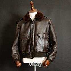 Vintage Schott 674SM Flight Jacket A-2 Brown Leather USA Made 1960s