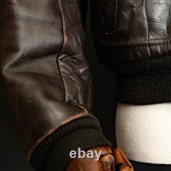 Vintage Schott 674SM Flight Jacket A-2 Brown Leather USA Made 1960s