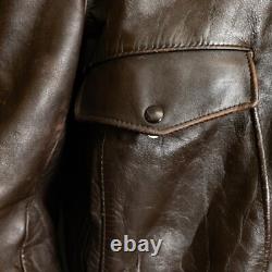 Vintage Schott 674SM Flight Jacket A-2 Brown Leather USA Made 1960s