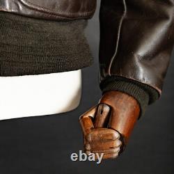 Vintage Schott 674SM Flight Jacket A-2 Brown Leather USA Made 1960s