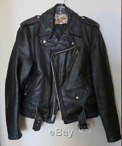 Vintage Schott Bros 70s 80s Perfecto Black Leather Motorcycle Biker Jacket 40