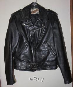 Vintage Schott Bros 70s 80s Perfecto Black Leather Motorcycle Biker Jacket 40