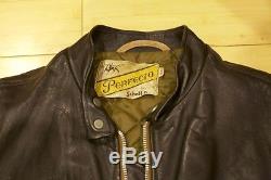 Vintage Schott Cafe Racer Brown Leather Motorcycle Jacket size 44
