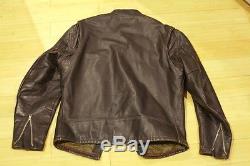 Vintage Schott Cafe Racer Brown Leather Motorcycle Jacket size 44