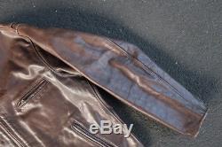 Vintage Schott Cafe Racer Leather Jacket Size XL 2XL Coat Motorcycle Moto Brown
