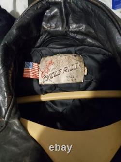 Vintage Schott Cycle Rider NYC Mens 44 Black Leather Biker Jacket 80s