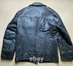 Vintage Schott Hand Cut Steerhide Police Black Leather Jacket, size 42