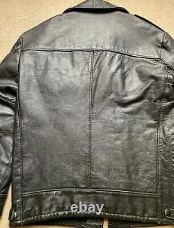 Vintage Schott Hand Cut Steerhide Police Black Leather Jacket, size 42