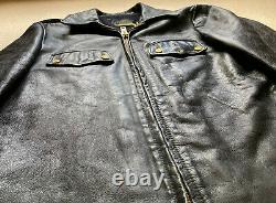 Vintage Schott Hand Cut Steerhide Police Black Leather Jacket, size 42