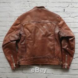 Vintage Schott Leather Cafe Racer Motorcycle Jacket Size 44 Made in USA