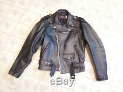Vintage Schott Mens Black Leather biker, punk Motorcycle Jacket Size 38
