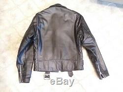 Vintage Schott Mens Black Leather biker, punk Motorcycle Jacket Size 38